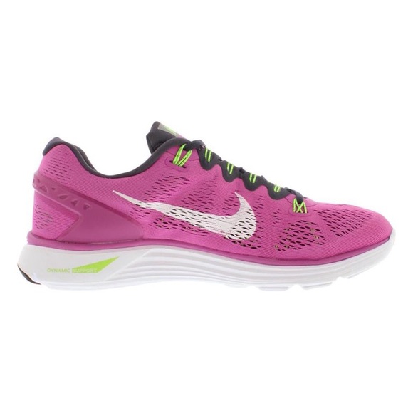 Used Women Size 7.5 Nike Luanrglide+5 Running Sneakers In Pink With White Swoops - Picture 3 of 12